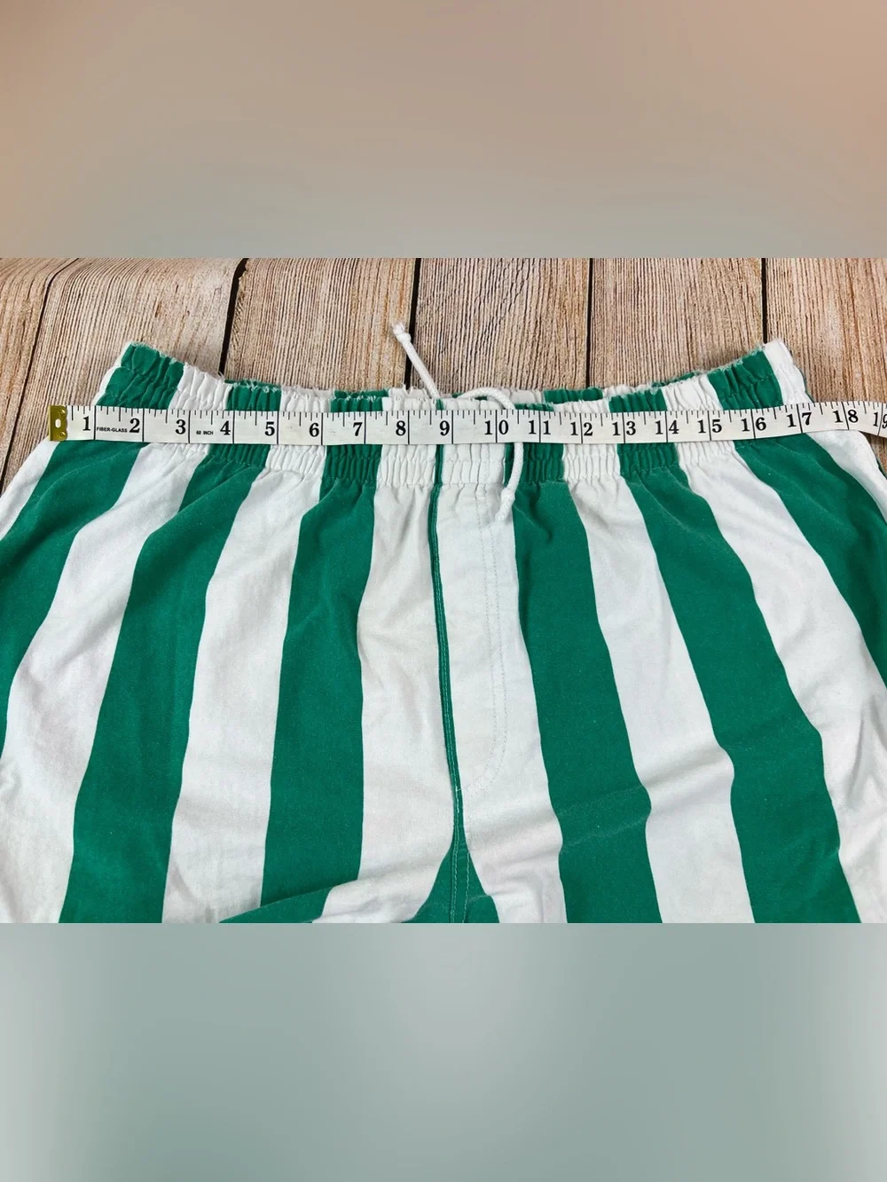 Vintage 1993 B.U.M equipment Cotton Striped Shorts Green White Size Medium
